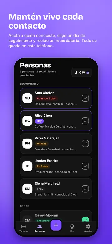 EssCard: Personas que conociste