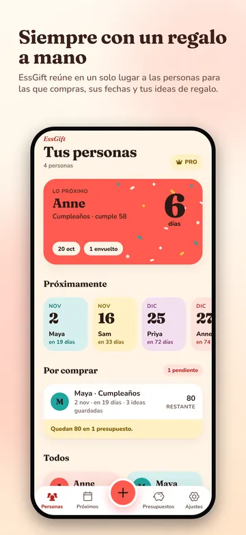 EssGift: Lista de personas