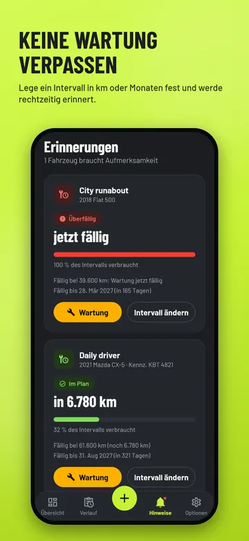 EssMile: Service-Erinnerungen