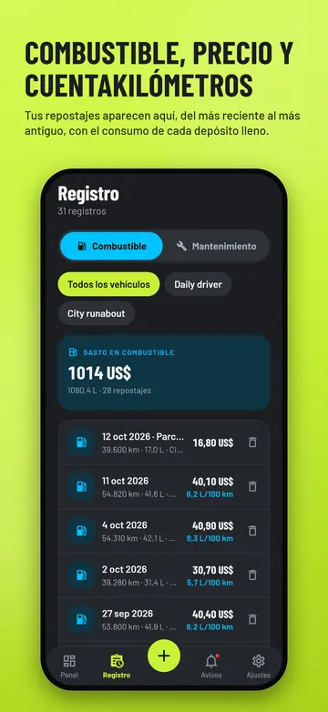 EssMile: Registro de repostajes