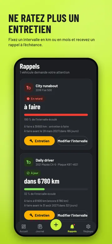 EssMile: Rappels d'entretien