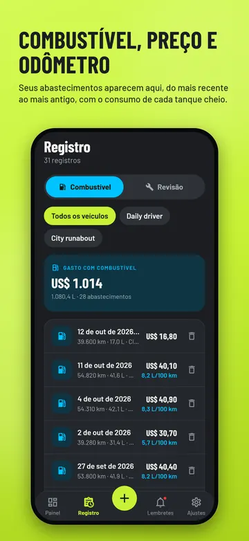 EssMile: Registro de abastecimentos