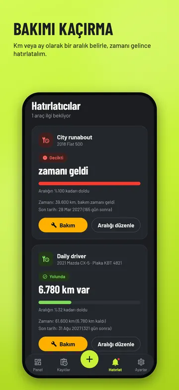 EssMile: Servis hatırlatmaları