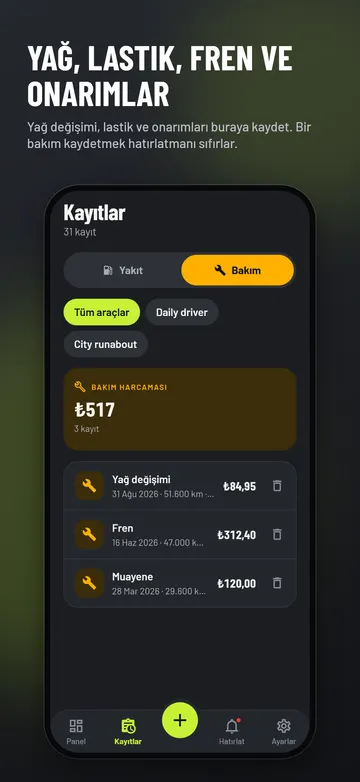 EssMile: Servis kaydı