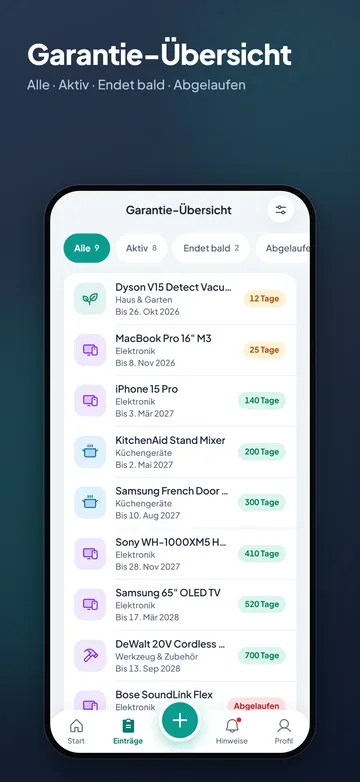 EssVault: Garantie-Tracker