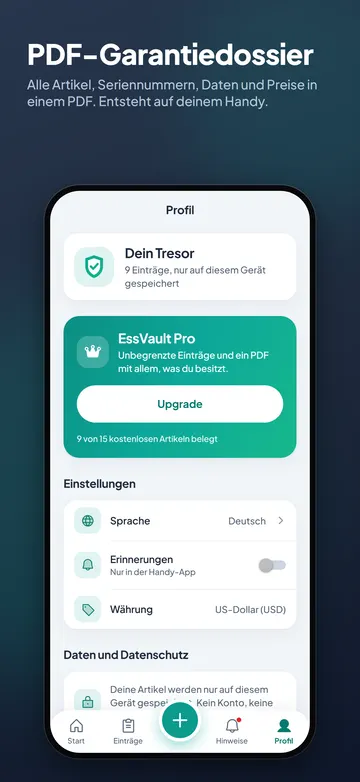 EssVault: Profil