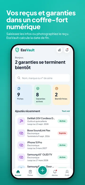 EssVault: Tableau de bord
